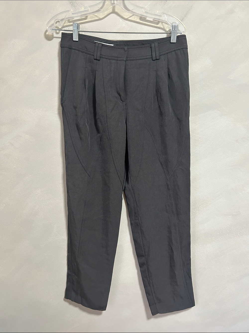 Judith & Charles Grey Silky Triacetate Barrel Leg Pant sz 6 small